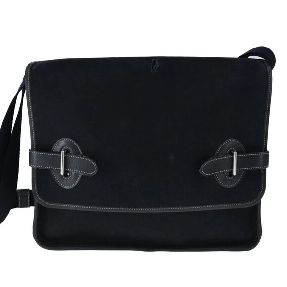 HERMES Buenaventura Shoulder Bag Canvas Black Auth - Picture 2 of 15